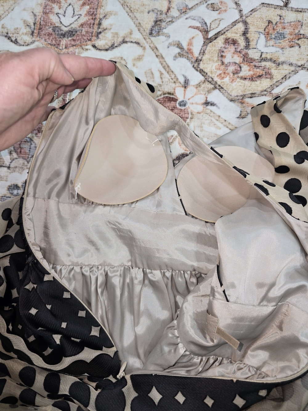 Burlapp By Anthropologie Black Polka Dot Beige A-Line Dress - Picture 4 of 7